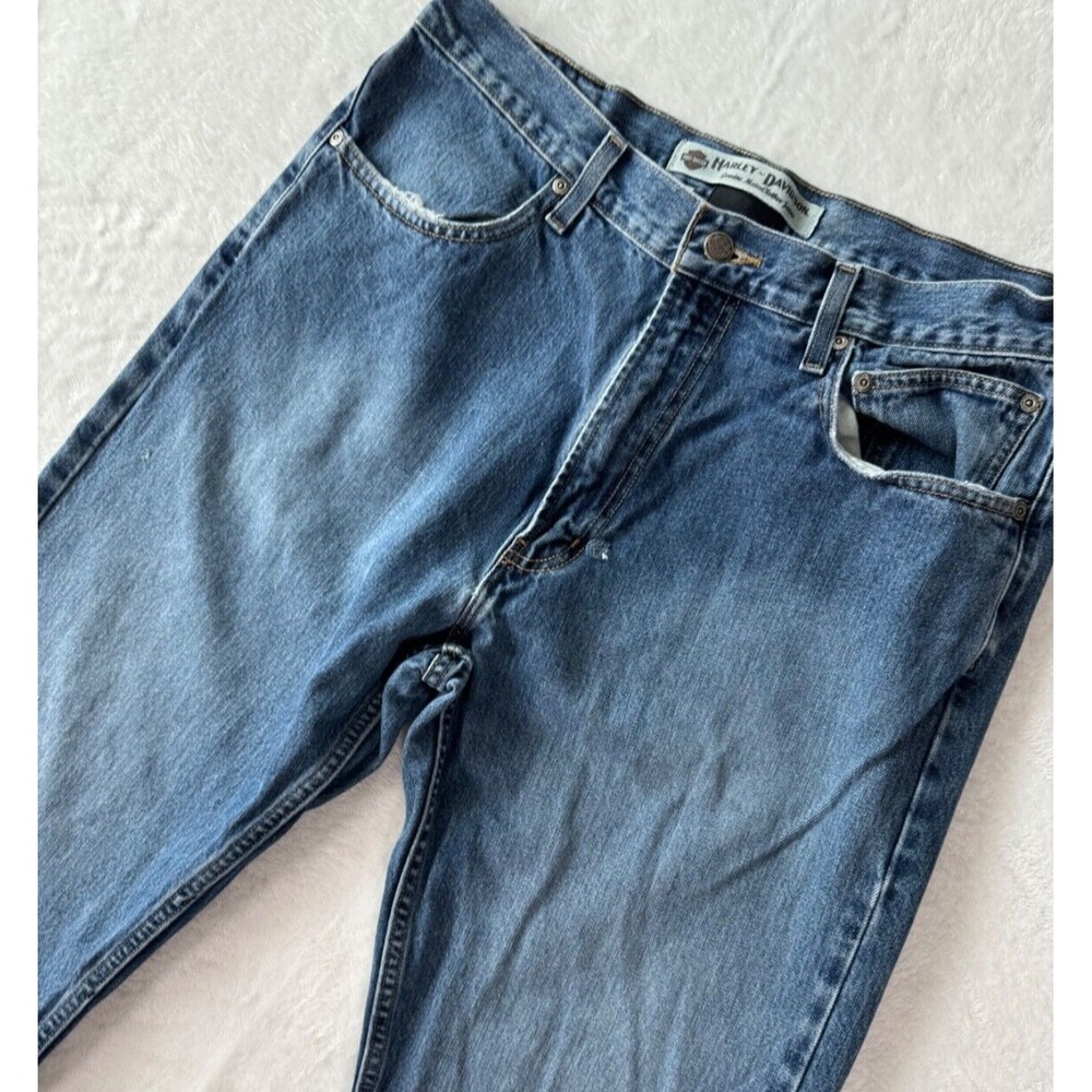 Harley-Davidson Straight‎ Leg Med Wash Biker Jeans Size 36Wx34L ( Fits 33x 33).